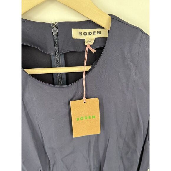 NEW Boden Pleated Midi Dress Size 8 Navy Blue Pockets - Picture 3 of 5